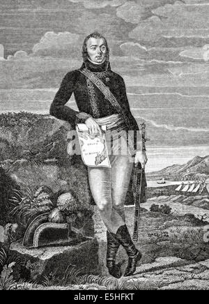 Étienne Jacques Joseph Alexandre MacDonald, 1. Herzog von Tarent (1765-1840). Militärische. Porträt. Gravur. Stockfoto