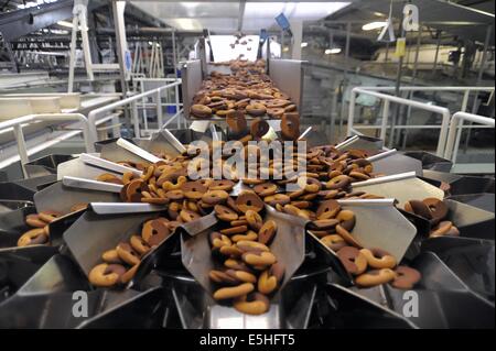 Novara (Italien), Pavesi Pflanze (Barilla-Gruppe), Produktionslinie von Keksen Stockfoto