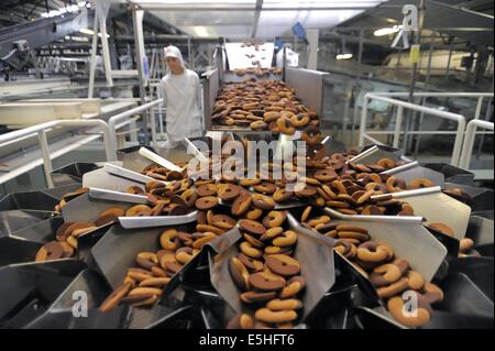 Novara (Italien), Pavesi Pflanze (Barilla-Gruppe), Produktionslinie von Keksen Stockfoto