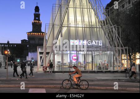 Mailand Expo Gate Info Punkt Schlossplatz für die Weltausstellung 2015 weltweit. Stockfoto