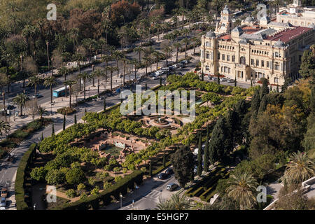 Spanien Andalusien, Malaga, Rathaus, Antenne Stockfoto