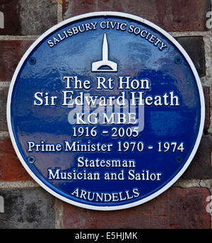 9614. Rt Hon Sir Edward Heath, blaue Plakette am Arundells, Salisbury, Wiltshire Stockfoto