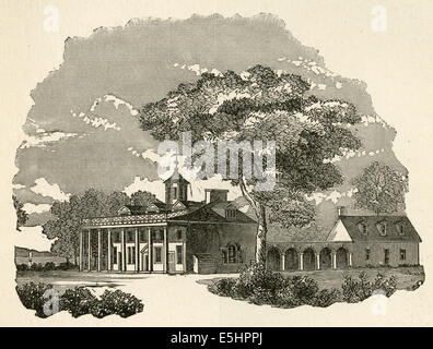 Antiken 1895 Gravur, "Mount Vernon 1800." Stockfoto