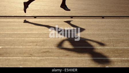 Männer 3000M Hindernislauf Frau HIGH JUMP HAMPDEN PARK GLASGOW Schottland 1. August 2014 Stockfoto