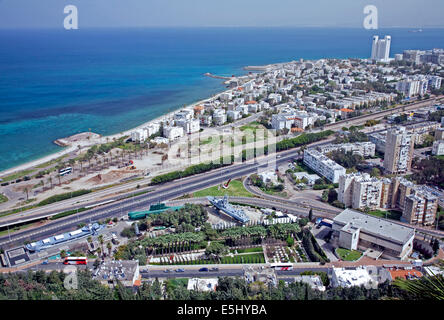 Luftaufnahme der Bucht von Haifa und Umgebung, Haifa, Israel Stockfoto