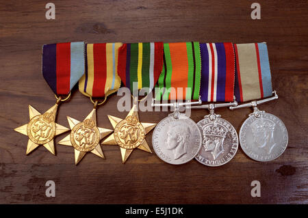 Original australische Armee Weltkrieg Kampagne Medaillen einschließlich der 1939 – 1945 Star, The A Stockfoto