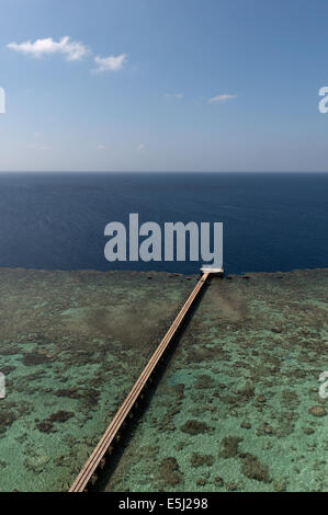 Blick vom Leuchtturm am Sanganeb Riff im Roten Meer Küste von Sudan Stockfoto