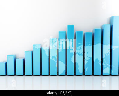 Große Auflösung finanzielle Graphen mit Weltkarte Stockfoto
