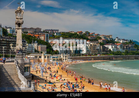 Strand Playa De La Concha, Donostia-San Sebastián, Gipuzkoa, Baskenland, Spanien Stockfoto