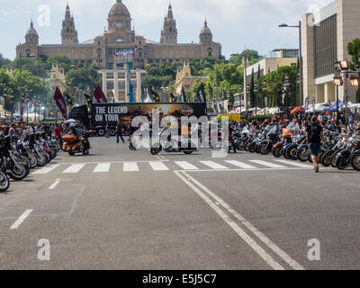 BARCELONA, Katalonien/Spanien - 4. Juli, 5. und 6. 2014: Barcelona Harley Days 2014 findet in der Stadt, es ist der uSonic Stockfoto