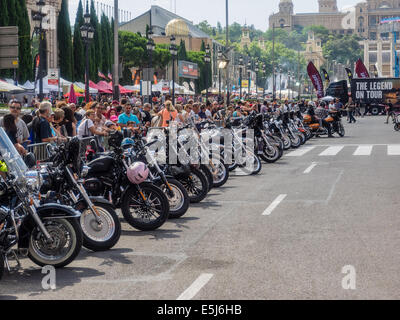 BARCELONA, Katalonien/Spanien - 4. Juli, 5. und 6. 2014: Barcelona Harley Days 2014 findet in der Stadt, es ist der uSonic Stockfoto