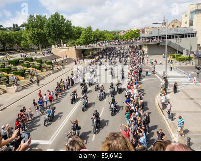 BARCELONA, Katalonien/Spanien - 4. Juli, 5. und 6. 2014: Barcelona Harley Days 2014 findet in der Stadt, es ist der uSonic Stockfoto
