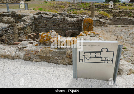 Überreste der antiken römischen Thermen, Ruinen Baelo Claudia, Bolonia, Costa De La Luz Cadiz, Spanien. Stockfoto