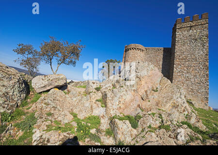 Cortegana. Burg, Sierra de Aracena y Picos Aroche Naturpark, Provinz Huelva, Andalusien, Spanien Stockfoto