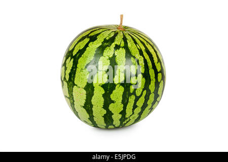 Eine ganze Wassermelone isoliert auf weißem Hintergrund Stockfoto