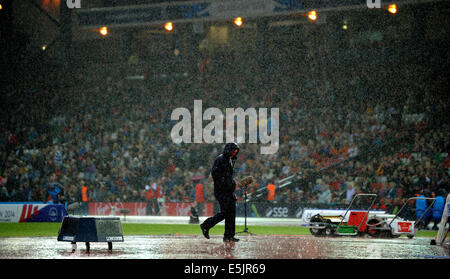 HEAVY RAIN HAMPDEN PARK COMMONWEALTH GAMES 2014 GLASG HAMPDEN PARK GLASGOW Schottland 02. August 2014 Stockfoto