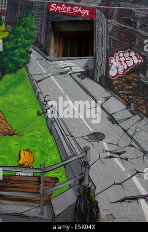 Graffiti auf Arthur Verona Straße, unbekannte Künstler geschehen im Rahmen des Projekts Street Lieferung 2011 am 15. Juni 2011, Bukarest Stockfoto