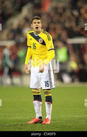 Brüssel, Belgien. 14. November 2013. Santiago Arias (COL) Fußball: Internationale Freundschaftsspiel zwischen Belgien 0-2 Kolumbien bei Stade Roi Baudouin in Brüssel, Belgien. © AFLO/Alamy Live-Nachrichten Stockfoto