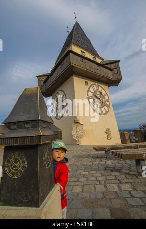 Grazer Uhrturm, Uhrturm Gebäude Stockfoto