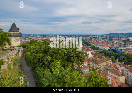 Grazer Uhrturm, Uhrturm Gebäude Stockfoto