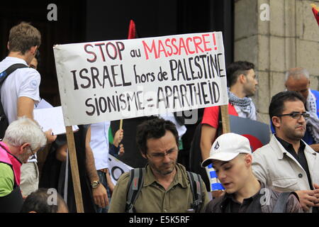 Grenoble, Frankreich. 2. August 2014. Propalästinensische Demonstration gegen die israelische Militäroperation im Gaza-Streifen. Grenoble am 2. August. Grenoble, Frankreich - 02.08.2014 Credit: Thibaut/Alamy Live-Nachrichten Stockfoto