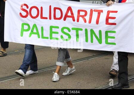 Grenoble, Frankreich. 2. August 2014. Propalästinensische Demonstration gegen die israelische Militäroperation im Gaza-Streifen. Grenoble am 2. August. Grenoble, Frankreich - 02.08.2014 Credit: Thibaut/Alamy Live-Nachrichten Stockfoto