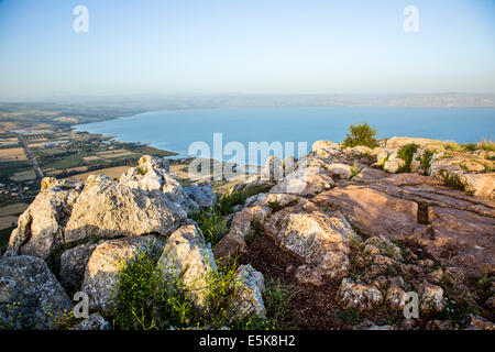 Israel, unteren Galiläa, den See von Galiläa von Arbel Mountain aus gesehen Stockfoto