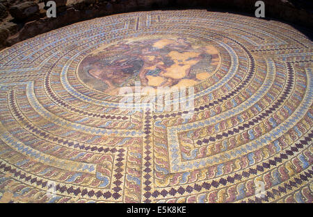 Zypern, Pafos archäologischen Site-Details des Bodens eines römischen historischen Gebäudes Stockfoto