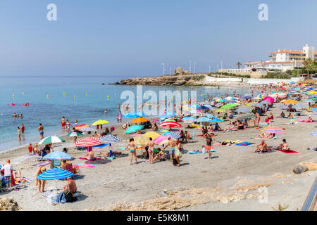 Strand Playa El Salón in Nerja Spanien an der Costa Del Sol Stockfoto