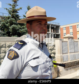 Ein Mountie auf der Ehre Rolle bei der Royal Canadian montiert Polizei (RCMP) Depot in Regina, Saskatchewan. Stockfoto