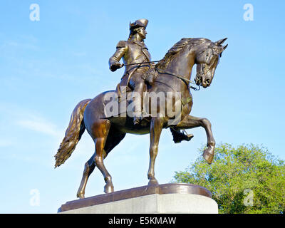 Die Statue von George Washington in Boston Commons Public Garden in Zentral-Boston, Massachusetts, USA. Stockfoto