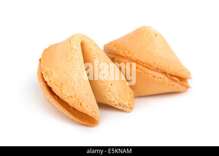 Fortune Cookie, zwei chinesische Glückskekse Stockfoto