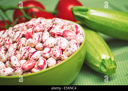 Borlotti Bohnen, Cranberry, Romano Bean Stockfoto