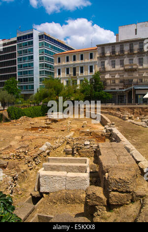 Archäologischen Platz am Plateia Kotzia Quadrat, Omonia Bezirk, zentral-Athen, Griechenland, Europa Stockfoto