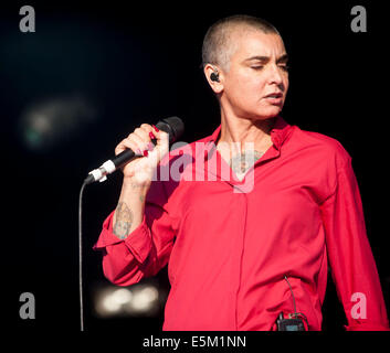 Lulworth Castle, Dorset, UK. 3. August 2014. Sinéad O'Connor erklingt auf der Bühne in Camp Bestival Lulworth Castle in Dorset, England. 3. August 2014 Credit: Brian Jordan/Alamy Live News Stockfoto