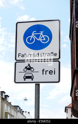 Deutsche Verkehrszeichen für ein Fahrradweg Stockfoto