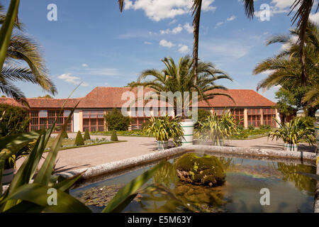 Brunnen und die Orangerie des Schloss Belvedere, Weimar, Thüringen, Deutschland, Europa Stockfoto