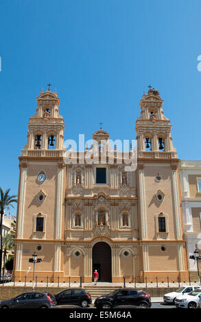 Hauptfassade des Santa Iglesia Catedral De La Merced (Huelva Kathedrale). Huelva. Andalusien, Spanien Stockfoto