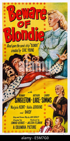 BEWARE OF BLONDIE, US Plakatkunst, oben von links: Arthur See, Penny Singleton; unten von links: Marjorie Ann Mutchie, (aka Stockfoto