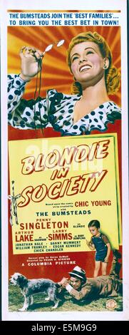 BLONDIE IN Gesellschaft, oben: Penny Singleton, unten von links: Arthur See, Larry Simms, 1941. Stockfoto