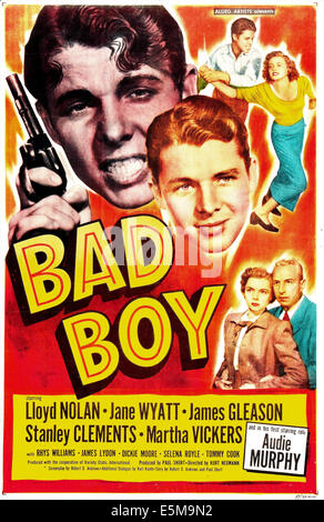 BAD BOY, US-Poster, Mitte: Audie Murphy, rechts von links oben: Audie Murphy, Martha Vickers, unten rechts von links: Jane Stockfoto