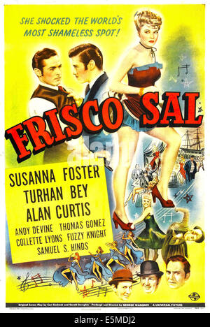 FRISCO SAL, US-Plakat, oben von links: Alan Curtis, Turhan Bey, Susanna Foster, unten von links: Fuzzy Knight, Andy Devine Stockfoto