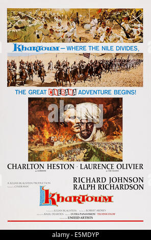 KHARTOUM, US Plakatkunst, von links: Charlton Heston, Laurence Olivier, 1966 Stockfoto