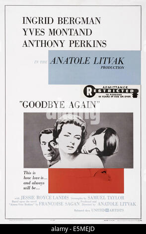 Auf Wiedersehen wieder U.S. Plakatkunst, von links: Yves Montand, Ingrid Bergman, Anthony Perkins, 1961 Stockfoto