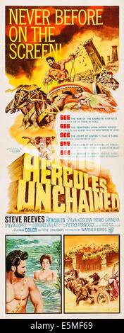 Herkules UNCHAINED, (aka ERCOLE E LA REGINA DI LIDIA), US-Plakatkunst, Steve Reeves, 1959 Stockfoto