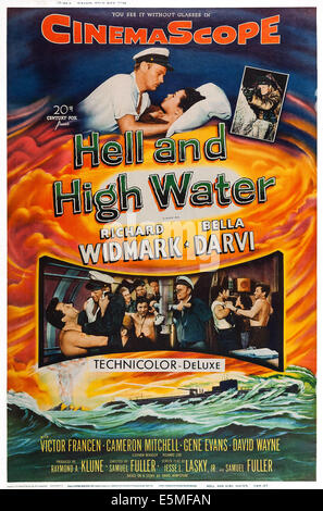 Hölle und Hochwasser, US Plakatkunst, nach oben, von links: Richard Widmark, Bella Darvi, 1954. TM und Copyright © 20th Century Fox Film Stockfoto