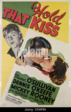 HALTEN, dass küssen, von links, Mickey Rooney, Dennis O'Keefe, Maureen O'Sullivan, 1938 Stockfoto