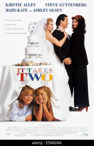 IT TAKES TWO, US Plakatkunst, unten: Ashley Olsen, Mary-Kate Olsen, top: Jane Sibbett, Steve Guttenberg, Kirstie Alley, 1995. Stockfoto