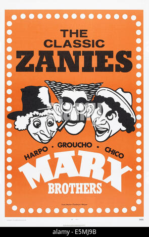 MARX BROTHERS: Die klassische ZANIES, US-Plakat-Kunst, von links: Harpo Marx, Groucho Marx, Chico Marx, 1971 Stockfoto