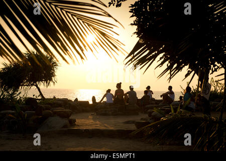 Sunset Beach-bar, Canacona, Palolem, Goa Indien Stockfoto